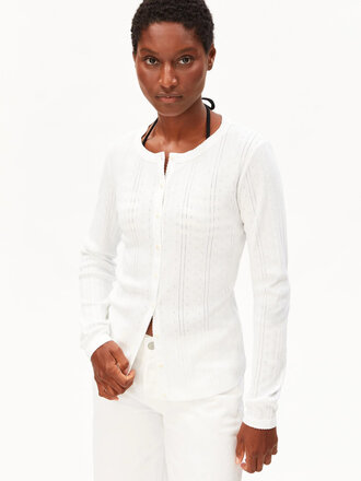 Armedangels Cardigan en coton bio Pointelle .  Blanc