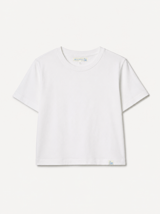Merz b. Schwanen Soft Pima Cotton Cropped T-Shirt . White