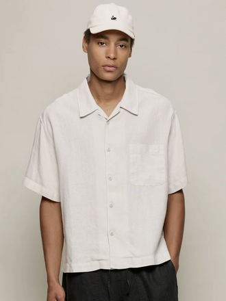 Merz b. Schwanen Chemise bowling en lin bio . Light stone