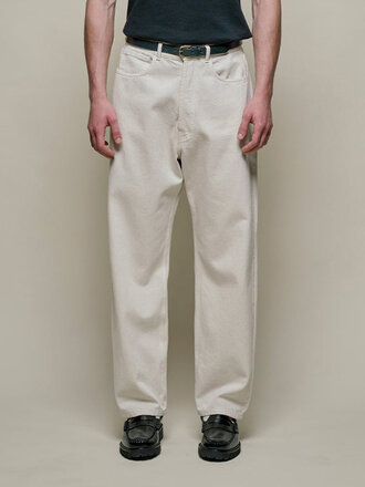 Merz b. Schwanen Pantalon 5 poches en sergé de coton 1930s . Nature