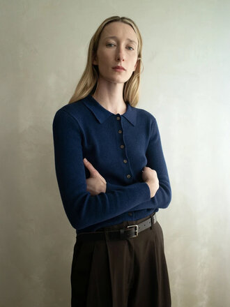 Shaina Mote Selma Tanguis Cotton and Alpaca Cardigan . Navy