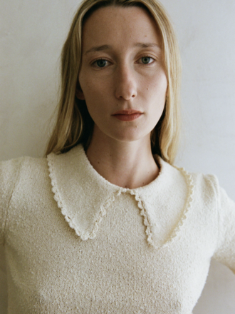 Shaina Mote Lace top with collar . Natural