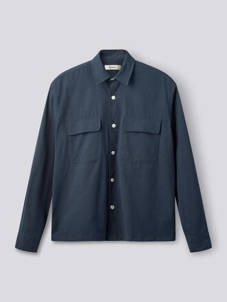 Forét Lunar Textured Overshirt . Navy
