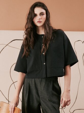 Dagg and Stacey Sutherland Organic Cotton top with patch pockets . Black
