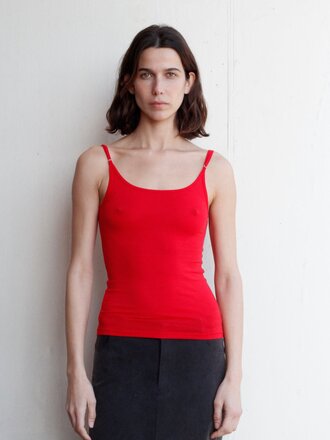 Black to grey Ice fitted tank top . Red