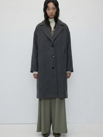 Rita Row Manteau en laine long et de coupe ample Hyat . Gris