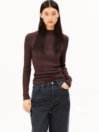 Armedangels Alaania organic cotton mock neck . Claystone