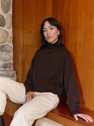 First Rite Organic Cotton Crop Turtleneck . Walnut