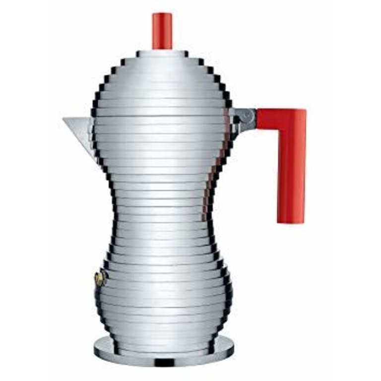Alessi Alessi - Espresso maker, induction (6 cups) - Pulcina Red / Michele De Lucchi