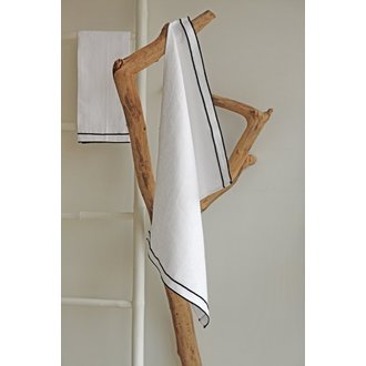 Linen Way Linen way - linge en lin Leonardo 20"x28", blanc détail noir Linen Way Linen way - linge en lin Leonardo 20"x28", blanc détail noir