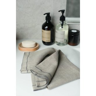 Linen Way Copy of Linen way - linge en lin Leonardo 20"x28", blanc détail noir