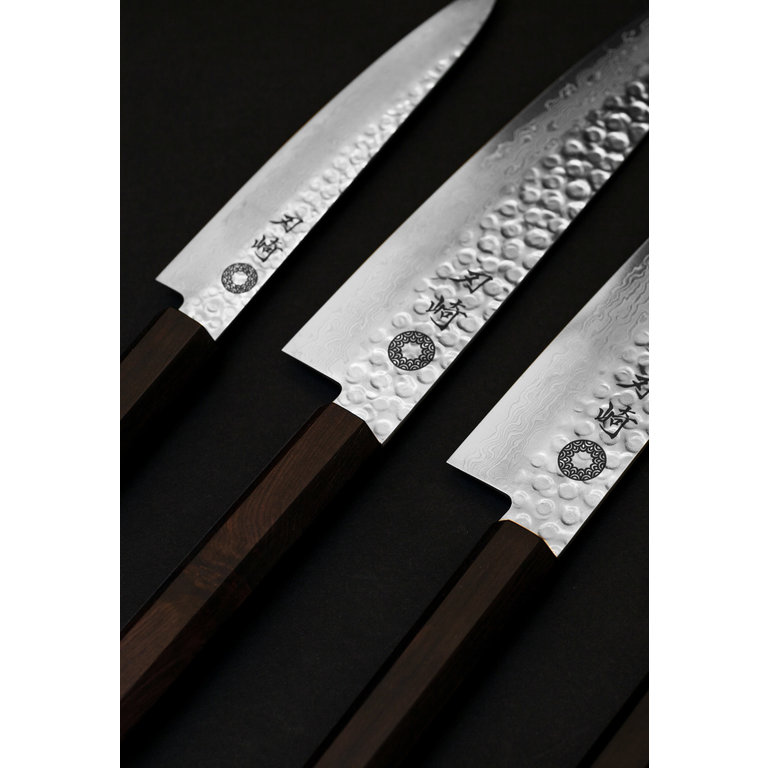 Hazaki Knives Hazaki Knives - Hammered blade Santoku Knife 18 cm, ebony