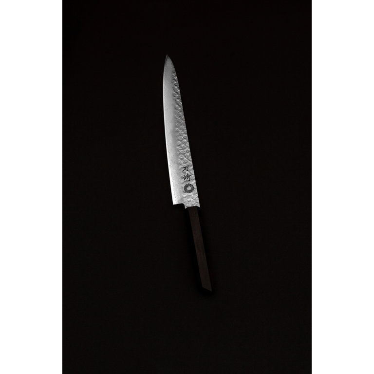 Hazaki Knives Hazaki Knives - Couteau Sujuhiki lame martelée 24 cm, ébène