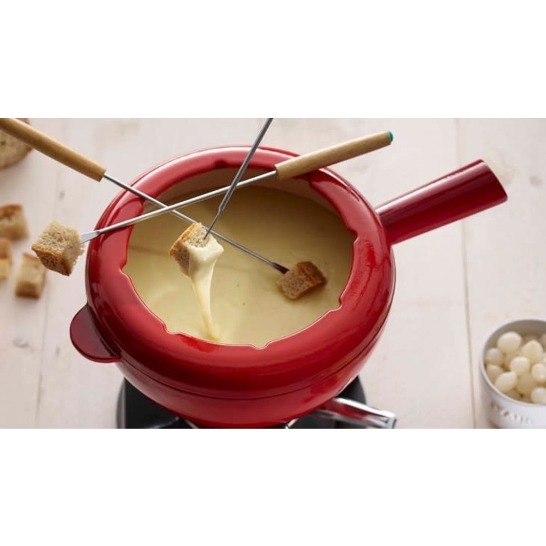 Staub Staub - Ensemble à fondue en fonte émaillée, rouge cerise