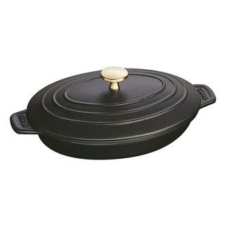 Staub Staub - Plat à gratin avec couvert - Ovale - 1L -  23x17cm, noir Staub Staub - Plat à gratin avec couvert - Ovale - 1L -  23x17cm, noir