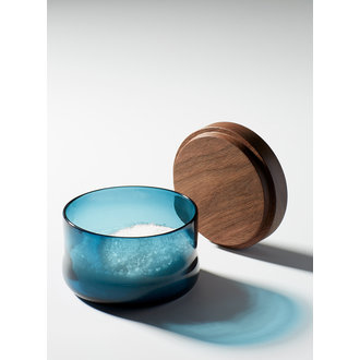 A+J métissage A+J métissage - Hand-blown Salt Cellar, Walnut Cover, Blue