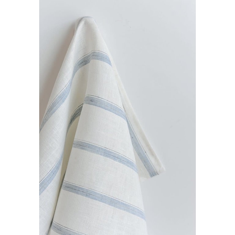 Linen Way Linen Way - Linen Tea Towel Hugo (20"x28") 50x70cm, White/Blue