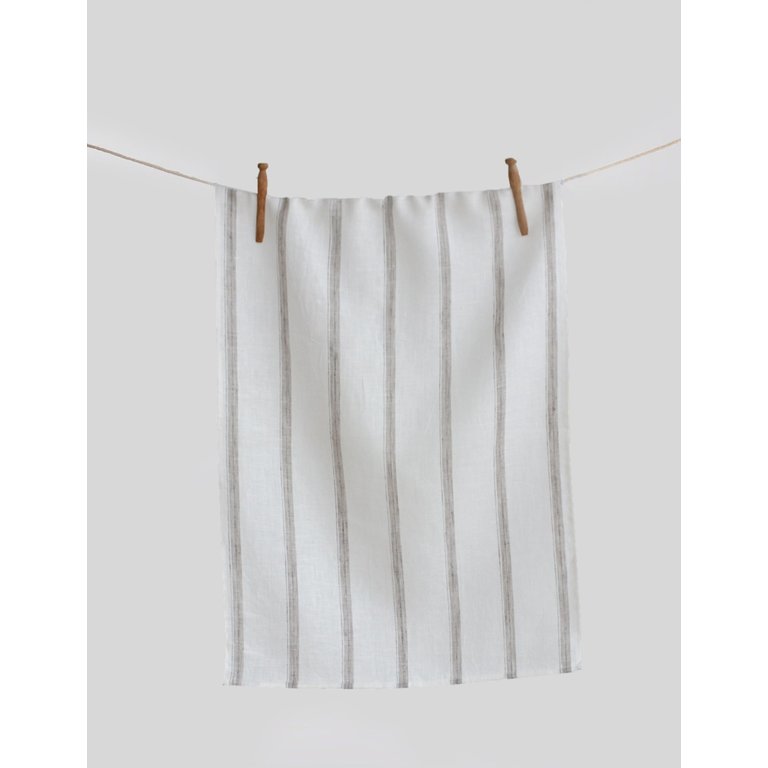 Linen Way Linen Way - Hugo Linen Tea Towel (20"x28") 50x70cm, White/Grey