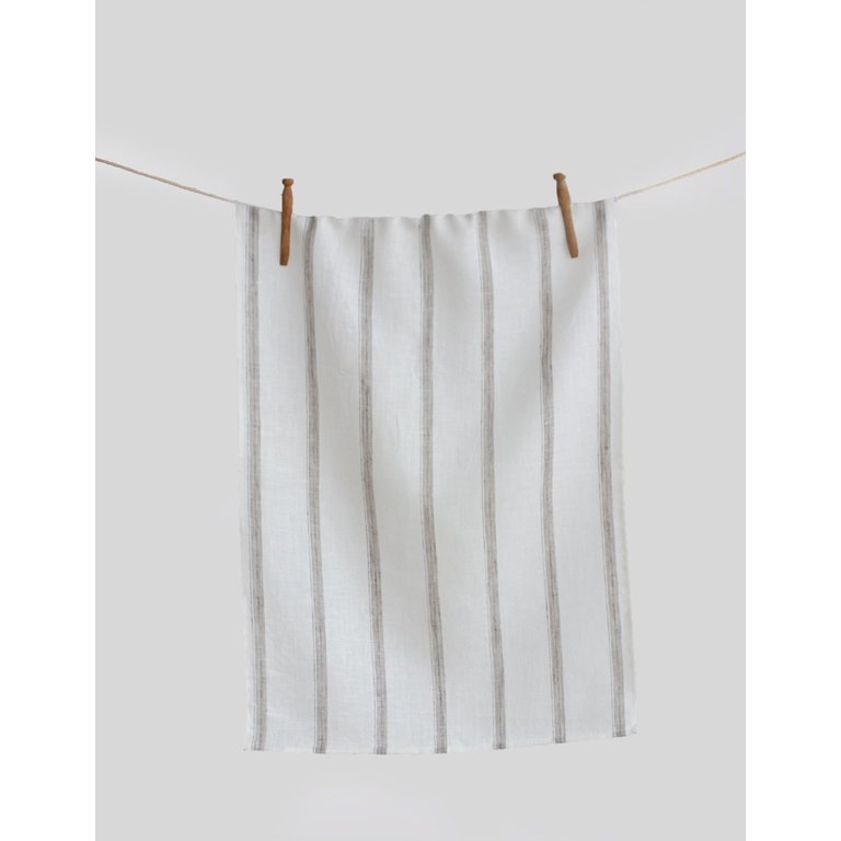 Linen Way Linen Way - Linge en lin Hugo (20"x28") 50x70cm, blanc/gris