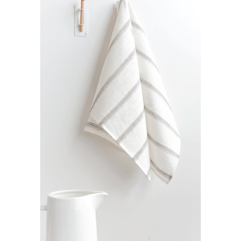Linen Way Linen Way - Hugo Linen Tea Towel (20"x28") 50x70cm, White/Grey