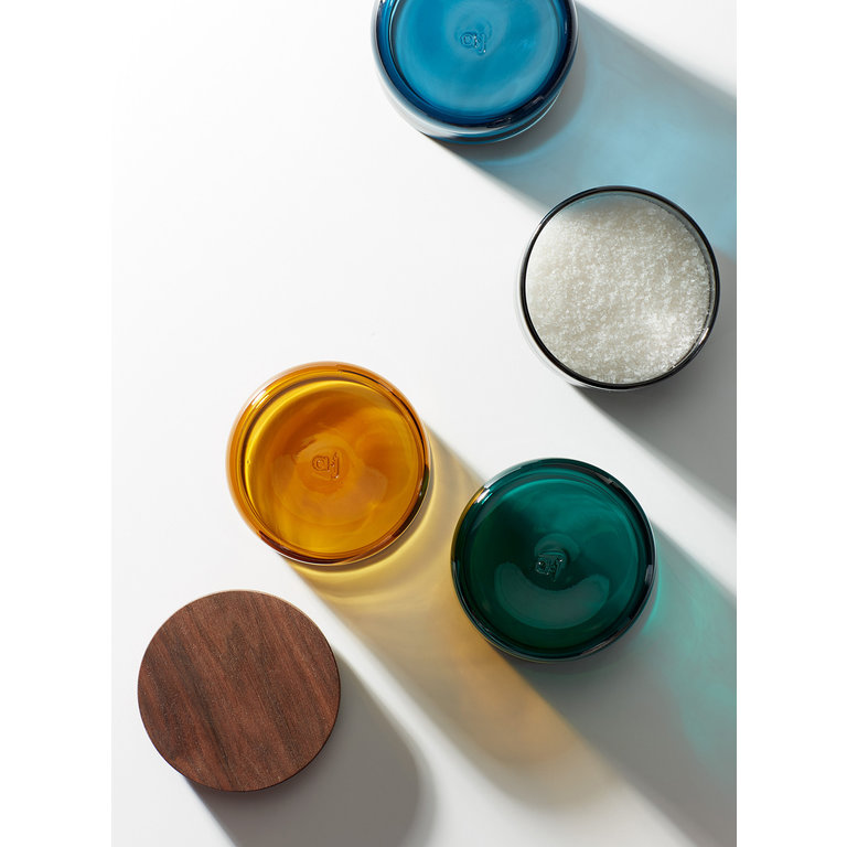 DFL Verre A+J métissage - Hand-blown Salt Cellar, Walnut Cover, Grey