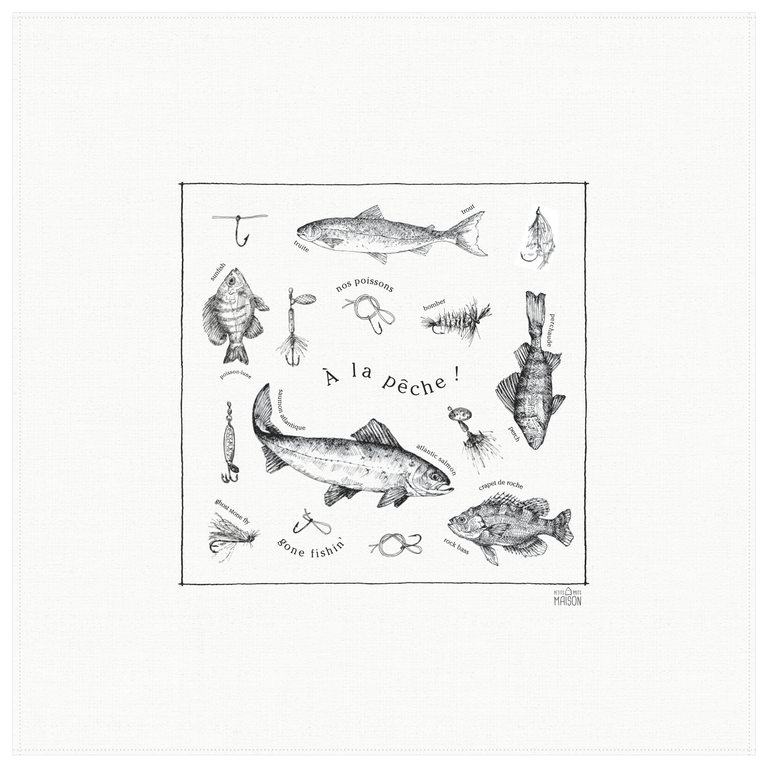 Petits Mots Petits Mots - Linge 100% Coton - À la Pêche (30"x30")