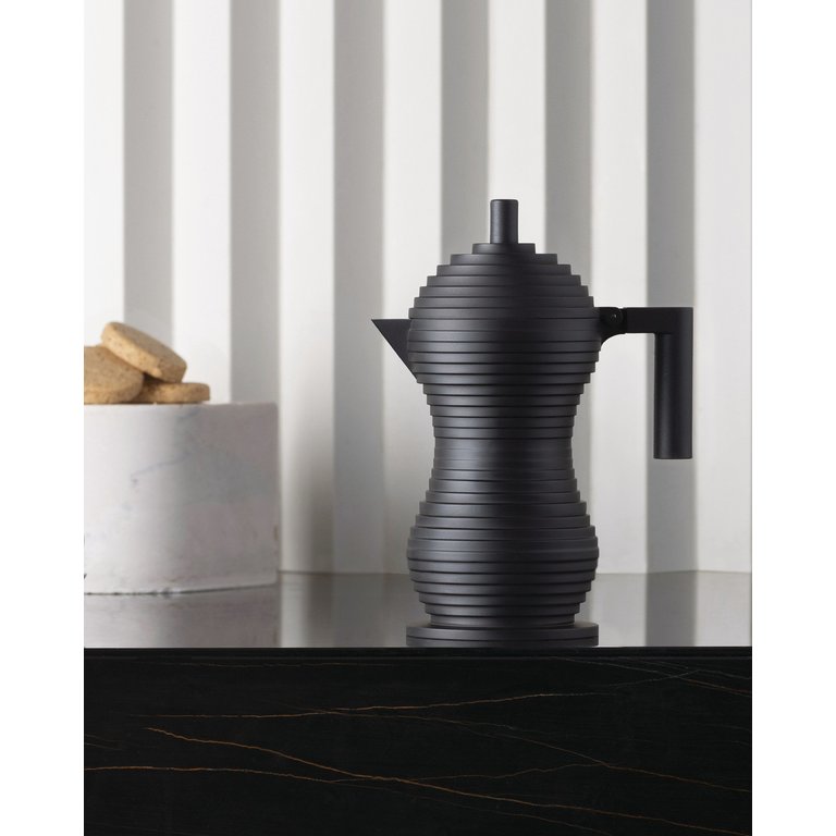 Alessi Alessi - Cafetière espresso (6 tasses)- Pulcina Noir Mat / Michele De Lucchi