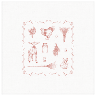 Petits Mots Petits Mots - Linge 100% Coton - La Ferme (30"x30")
