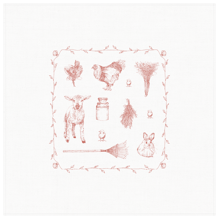 Petits Mots Petits Mots - Linge 100% Coton - La Ferme (30"x30")