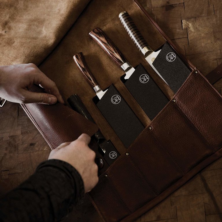 Witloft Witloft - Knife Roll 5 Pocket - Dark Brown Cognac Leather