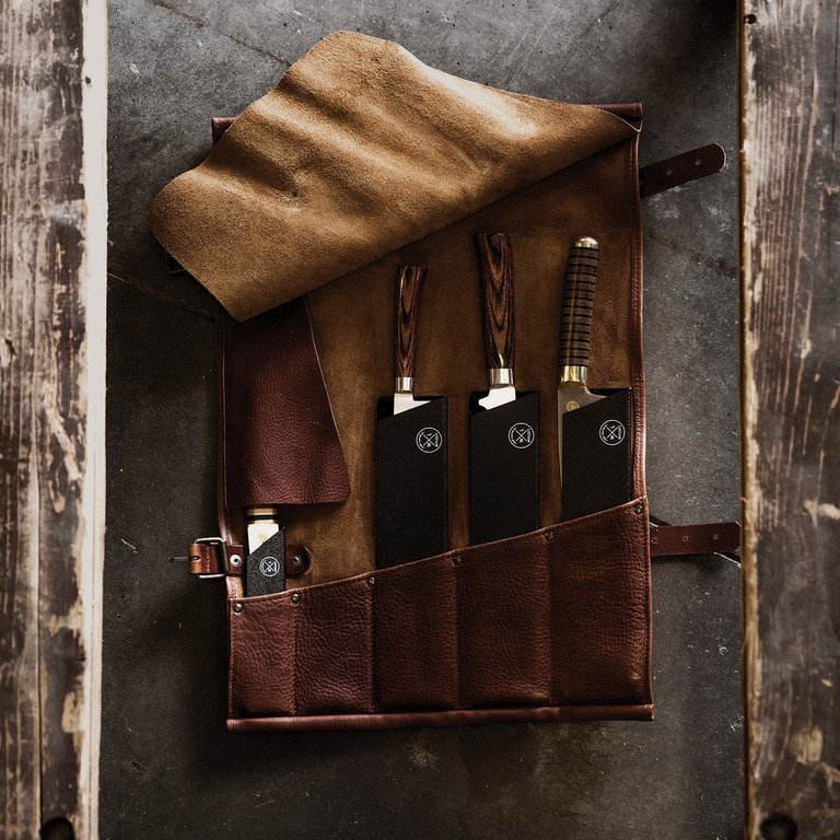 Witloft Witloft - Knife Roll 5 Pocket - Dark Brown Cognac Leather