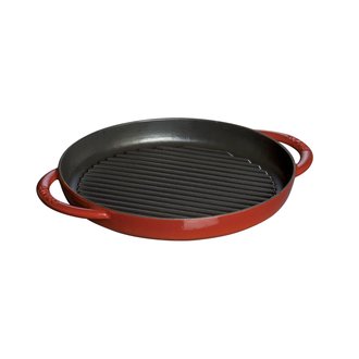 Staub Cast Iron Pan with Lid 10-inch, 2.9 Quart Serves 2-3, Fry Pan, Cast  Iron Skillet, Wok, Made in France, Cherry