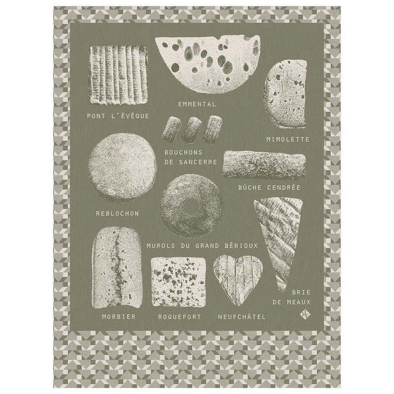 Le Jacquard Français Le Jacquard Français - Torchon fromages coton vert