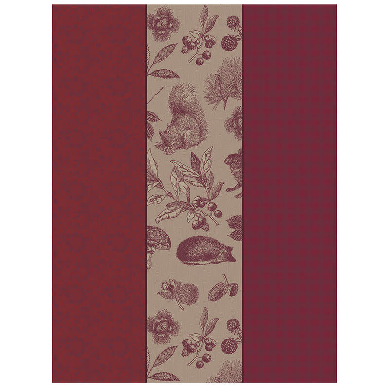 Le Jacquard Français Le Jacquard Français - Red Cotton Tea Towel In the Woods