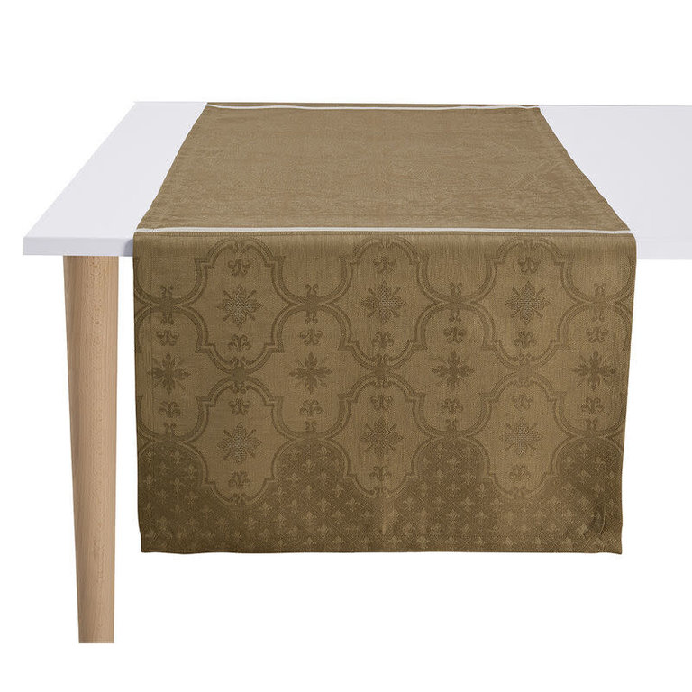 Le Jacquard Français Le-Jacquard-Francais-Chemin-de-table-Armoiries-Grege-(brown)