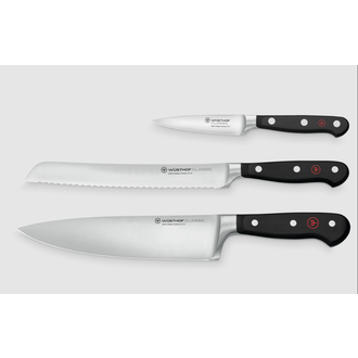 Wusthof Wusthof - ensemble 3 couteaux (chef, pain, office), série classic Wusthof Wusthof - ensemble 3 couteaux (chef, pain, office), série classic