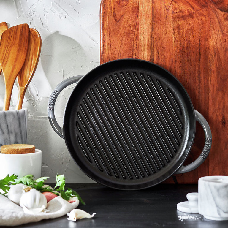 Staub Staub - Grill rond 26cm (10") en fonte émaillée, gris