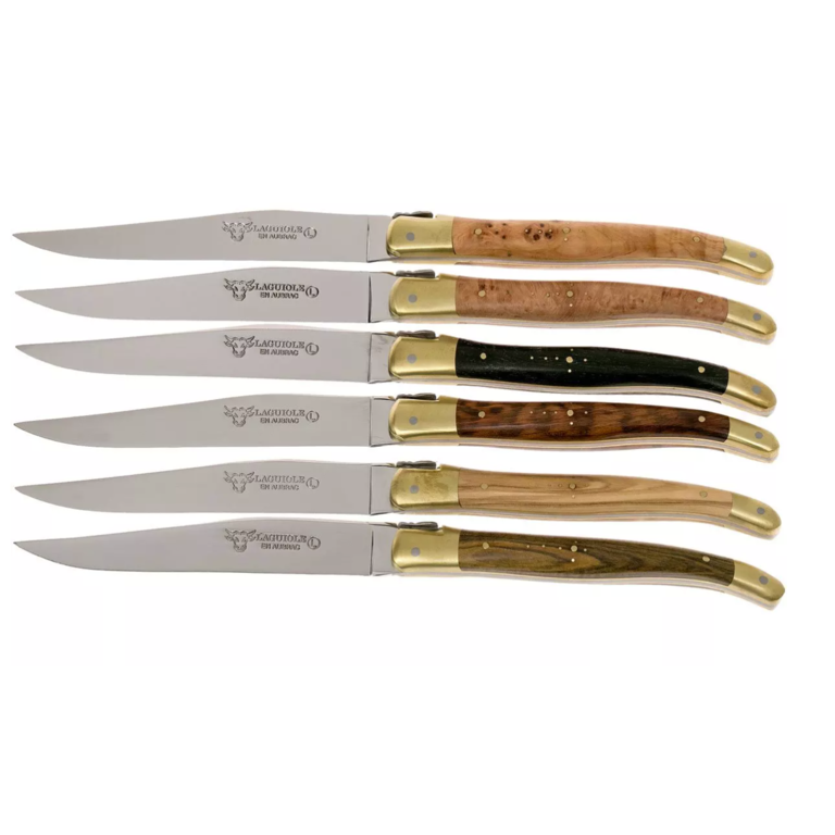 Laguiole en Aubrac Laguiole en Aubrac - 6 Table knives various wood brushed brass