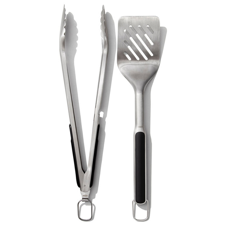 Oxo Oxo - Set of 2 BBQ utensils (tongs + spatula), stainless steel