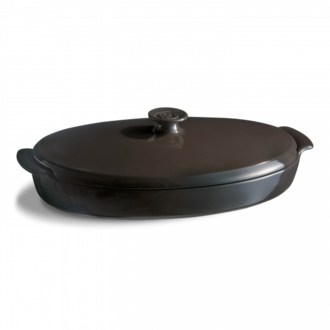 Émile Henry Emile Henry - Plat à poisson avec couvercle (42x25cm), fusain Émile Henry Emile Henry - Plat à poisson avec couvercle (42x25cm), fusain