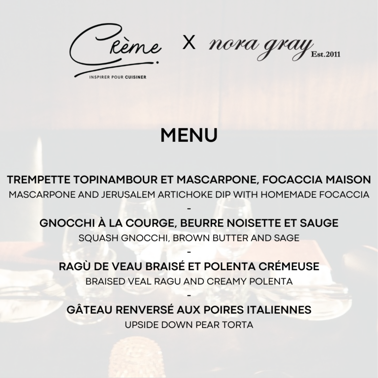 Elena - Nora Gray Nora Gray x Crème with Emma Cardarelli  - Italian Fall Menu - October 17