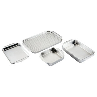 Hestan Hestan - 48655-C - Provisions Ovenbond 5pc Clad Bakeware Set (Half Sheet Pan with Rack; Quarter Sheet Pan; Square Pan; Rectangular Pan) Hestan Hestan - 48655-C - Provisions Ovenbond 5pc Clad Bakeware Set (Half Sheet Pan with Rack; Quarter Sheet Pan; Square Pan; Rectangular Pan)
