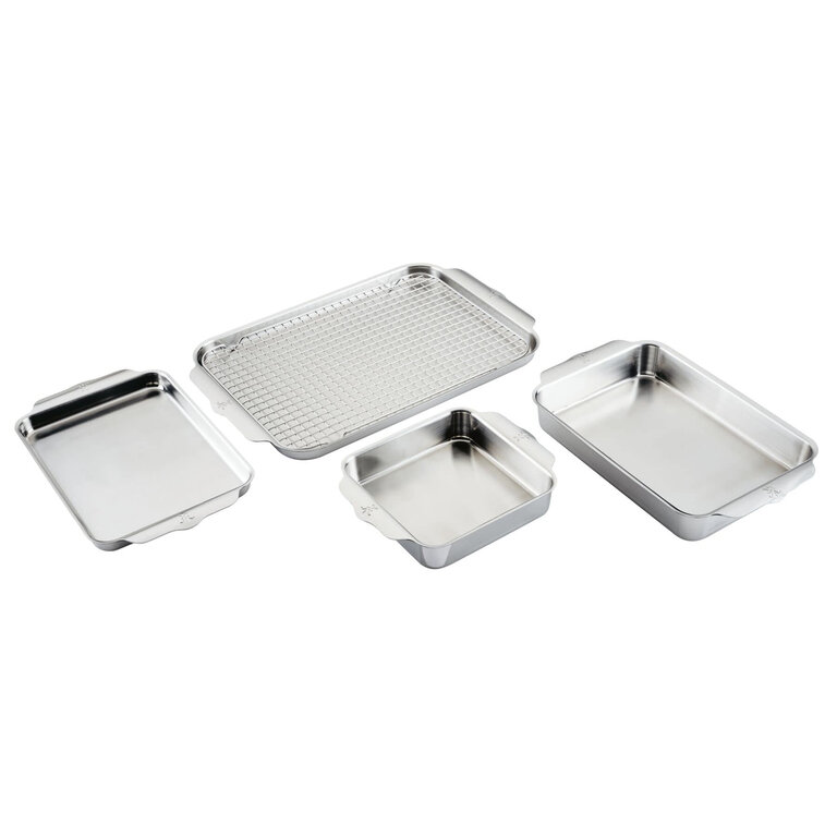 Hestan Hestan - 48655-C - Provisions Ovenbond 5pc Clad Bakeware Set (Half Sheet Pan with Rack; Quarter Sheet Pan; Square Pan; Rectangular Pan)