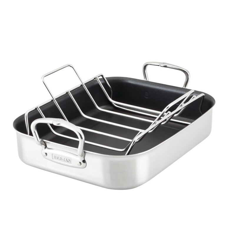 Hestan Hestan - 31685 - Provisions - Rôtissoire Antiadhésive avec Grille en Acier Inoxydable (14.5")