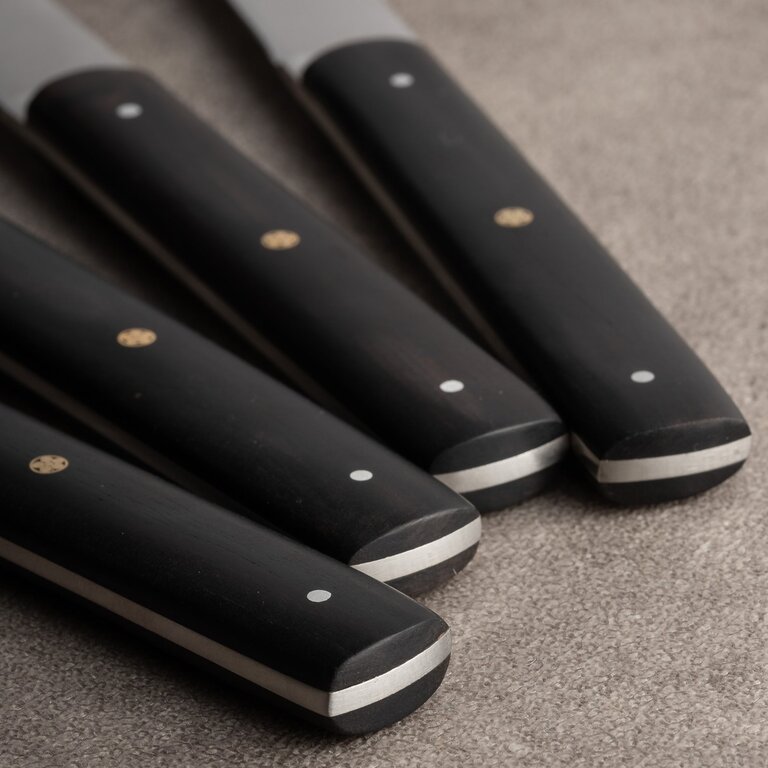 Hazaki Knives Hazaki - Ensemble de 4 Couteaux à Steak - Manche en Bois Noir / Ébène