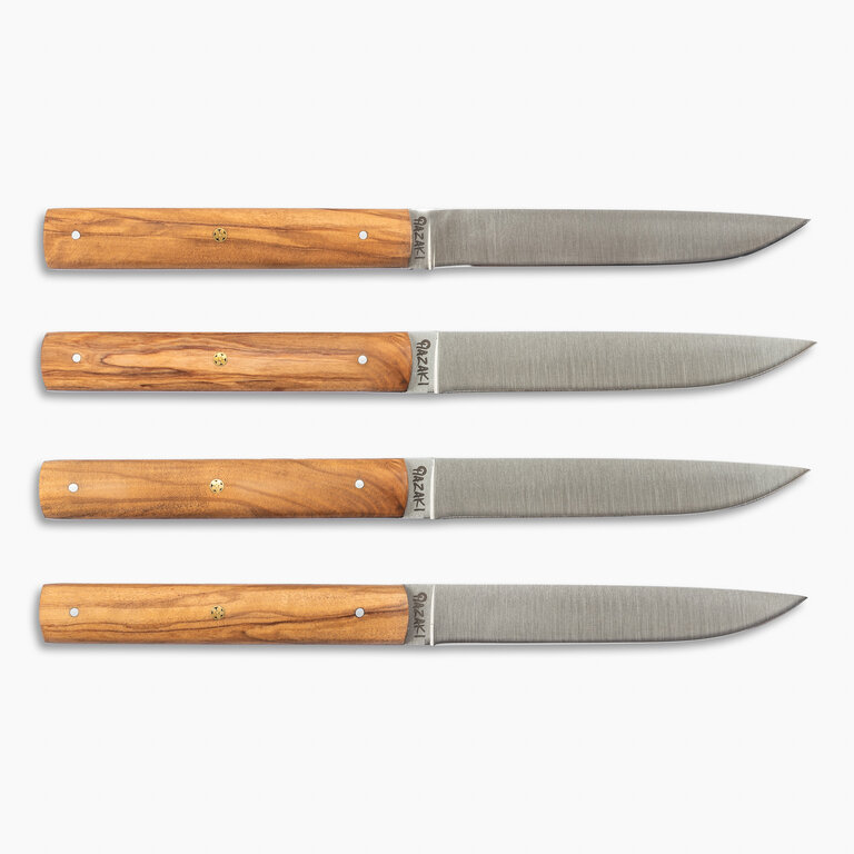 Hazaki Knives Hazaki - Ensemble de 4 Couteaux à Steak - Manche en Olivier