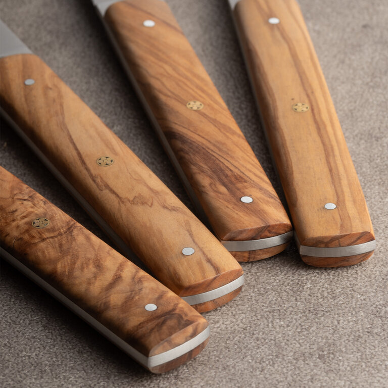 Hazaki Knives Hazaki - Ensemble de 4 Couteaux à Steak - Manche en Olivier