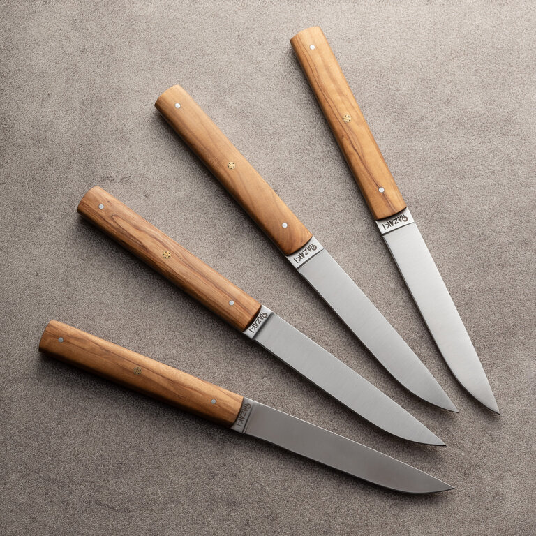 Hazaki Knives Hazaki - Ensemble de 4 Couteaux à Steak - Manche en Olivier
