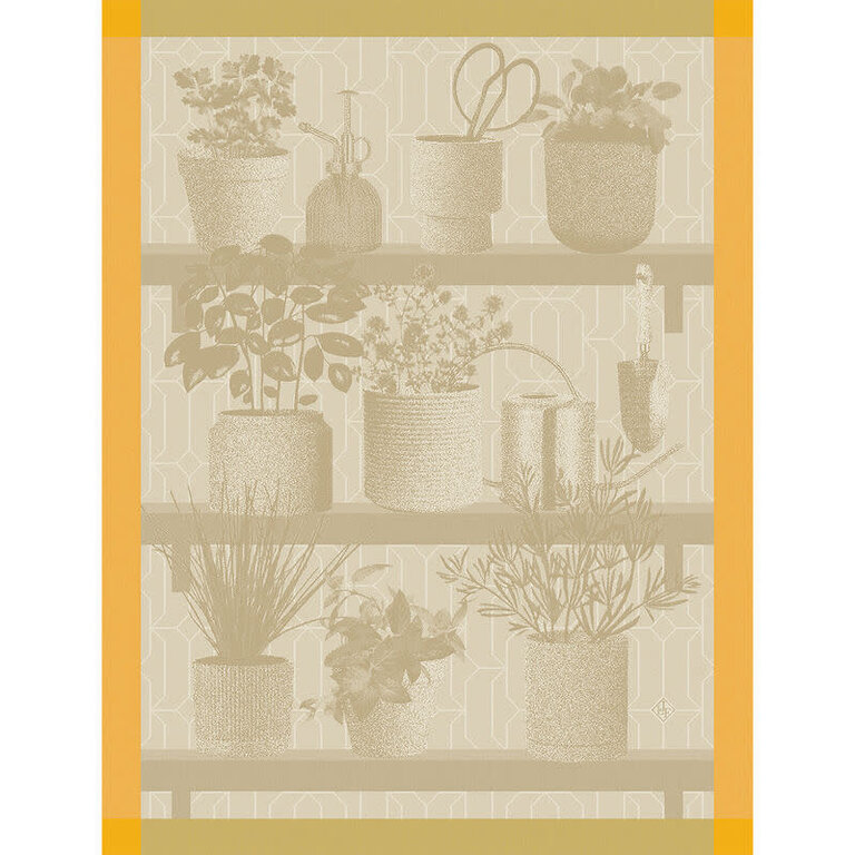 Le Jacquard Français Le Jacquard Français - Torchon  HERBES FRAICHES couleur Pissenlit/Beige