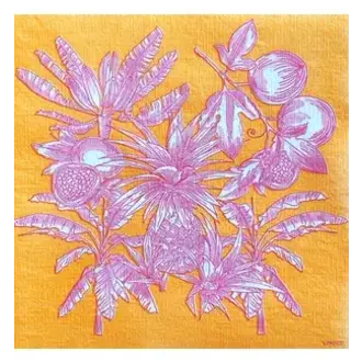Françoise Paviot F. Paviot - 20 Table Napkins - Yellow Exotic Fruits